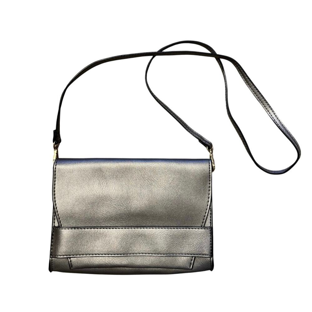 Summer & Rose Metallic Pewter Faux Leather Crossbody Bag